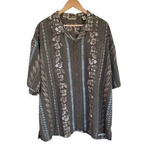Tommy Bahama Brown Silk Hawaiian Button Up Shirt - XXL